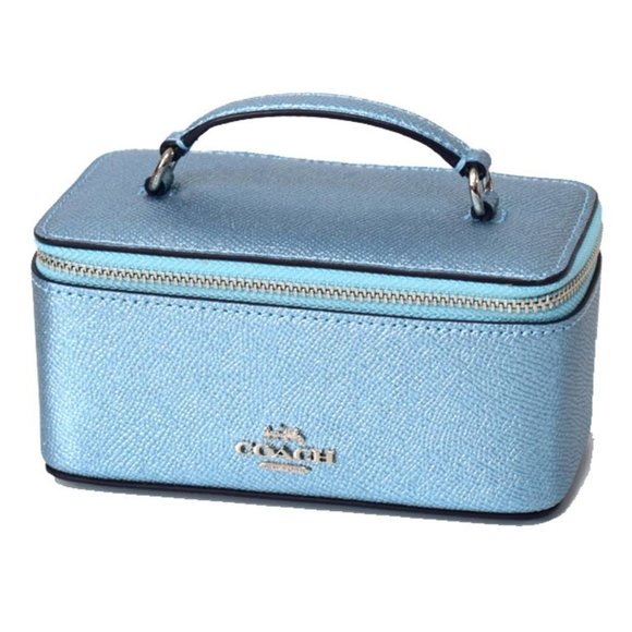 Coach Handbags - Coach Metallic Sky Blue Mini Vanity Box